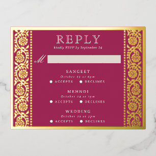 Postale D'invitation À Feuilles D'aluminium Gold Foil Multi Événement Floral Wedding Carte RSV