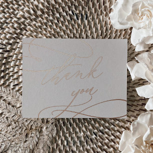 Postale D'invitation À Feuilles D'aluminium Huile d'or Rose romantique   Carte de remerciement