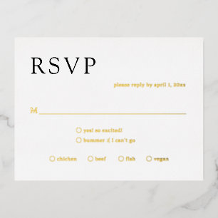 Postale D'invitation À Feuilles D'aluminium Natasha Monogramme Mariage moderne carte RSVP