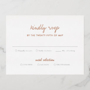 Postale D'invitation À Feuilles D'aluminium Nettoyer la carte RSVP de mariage élégant botaniqu