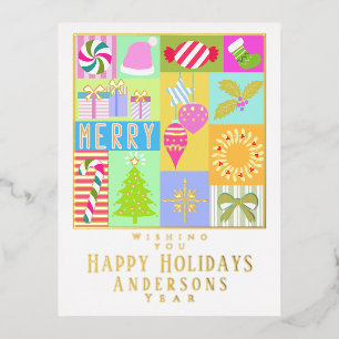 Postale D'invitation À Feuilles D'aluminium Noël Calendrier de Noël Carte de Noël