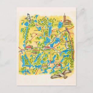 Postale District des lacs de Mecklembourg Allemagne Carte 