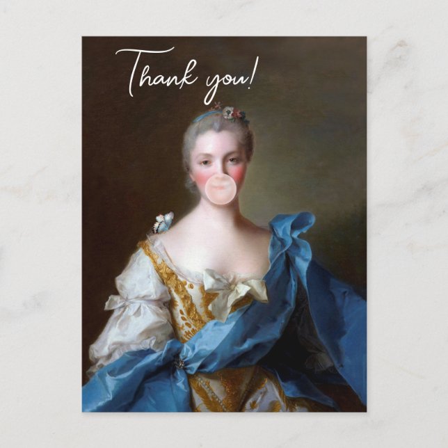 Postale Diva de bubble gum avec carte de remerciement Papi (Devant)