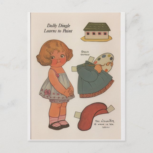Postale DOLLY DINGLE paperdoll Apprendre à peindre Carte p (Devant)