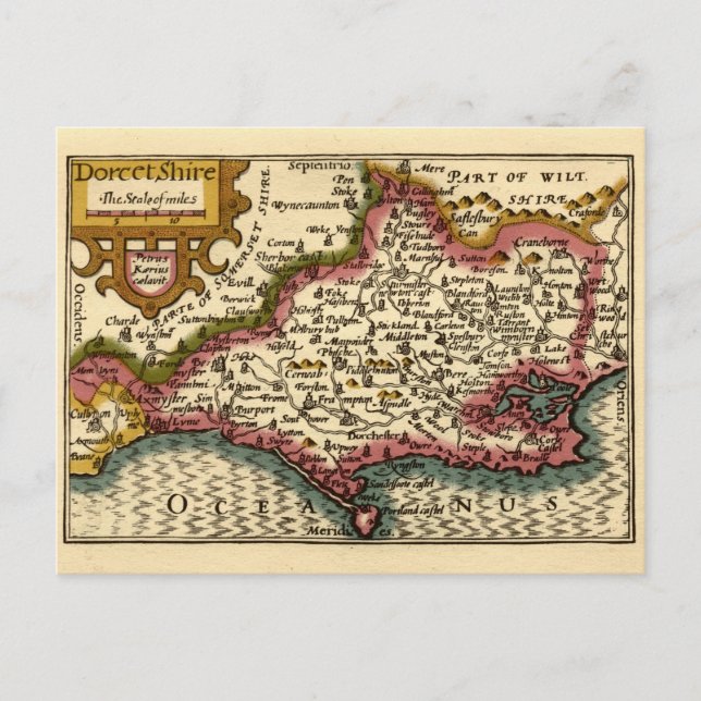Postale Dorset Dorsetshire Angleterre Ancienne Carte Histo (Devant)