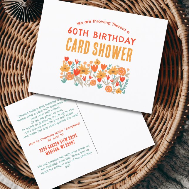 Postale Douche de fleurs sauvages par carte d'anniversaire (Créateur téléchargé)