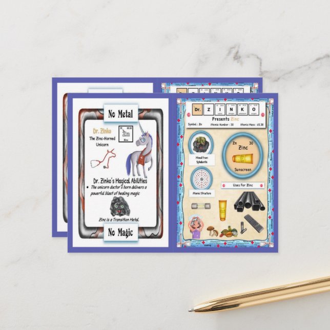 Postale Dr Zinko - Zinc Horn Unicorn Carte de jeu (Devant/Arrière en situation)