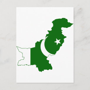 Postale Drapeau de la carte du Pakistan