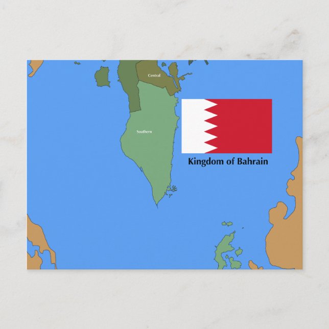 Postale Drapeau et carte du Royaume de Bahreïn (Devant)