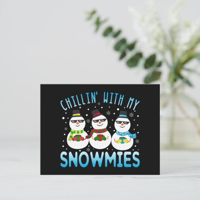 Postale Drôle de détente avec mes Snowmies carte de Noël (Debout devant)