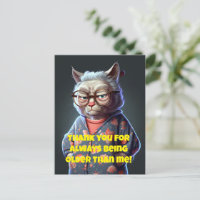 Drôle Vieux Chat-Dame Carte de voeux Anniversaire