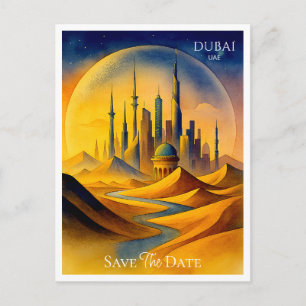 Postale Dubaï UAE Watercolor Enregistrer la date Carte pos