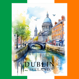 Postale Dublin, Irlande Watercolor Travel Art Carte postal