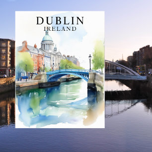 Postale Dublin, Irlande Watercolor Travel Art Carte postal