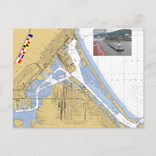 Postale Duluth, MN Carte portuaire Signal Drapeaux navire (Devant)