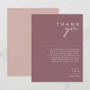 Postale Dusty Boho Purple & Rose Réception Carte de remerc
