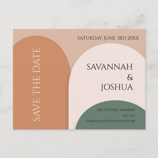 POSTALE EARTH TONES ARCH MARIAGE ENREGISTRER LA DATE CARTE (Devant)
