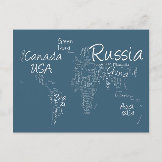 Postale Écriture de la carte du monde (Devant)
