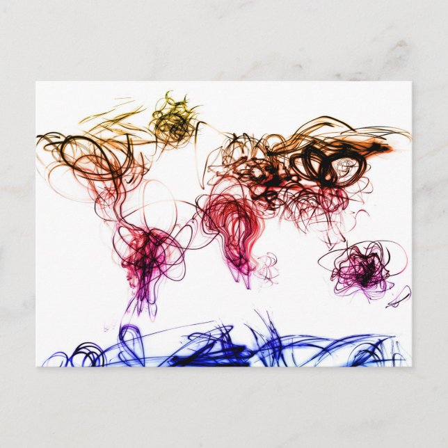 Postale Écriture Lumière Carte Mondiale (Devant)