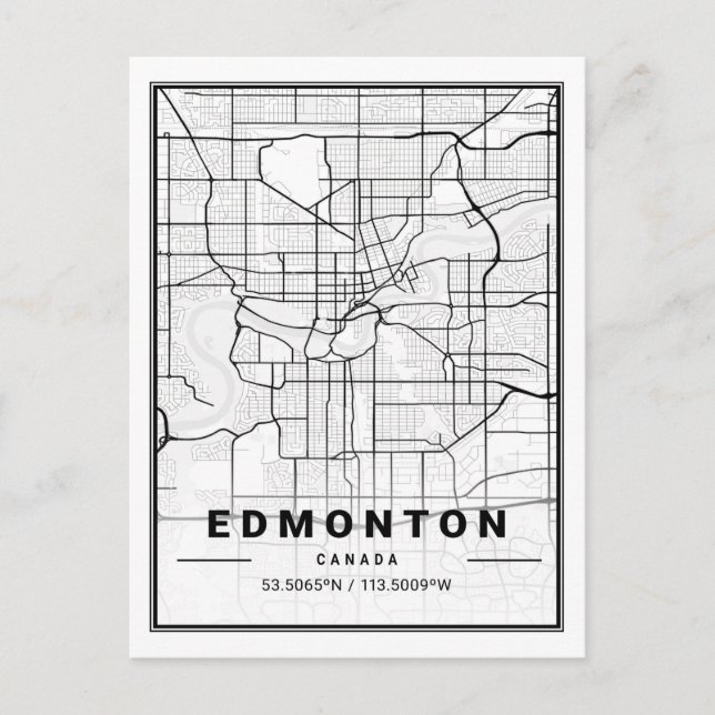 Postale Edmonton Alberta Carte des villes de voyage (Devant)