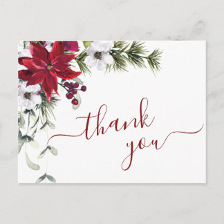 Postale Elégant Carte de remerciements d'aquarelle Poinset