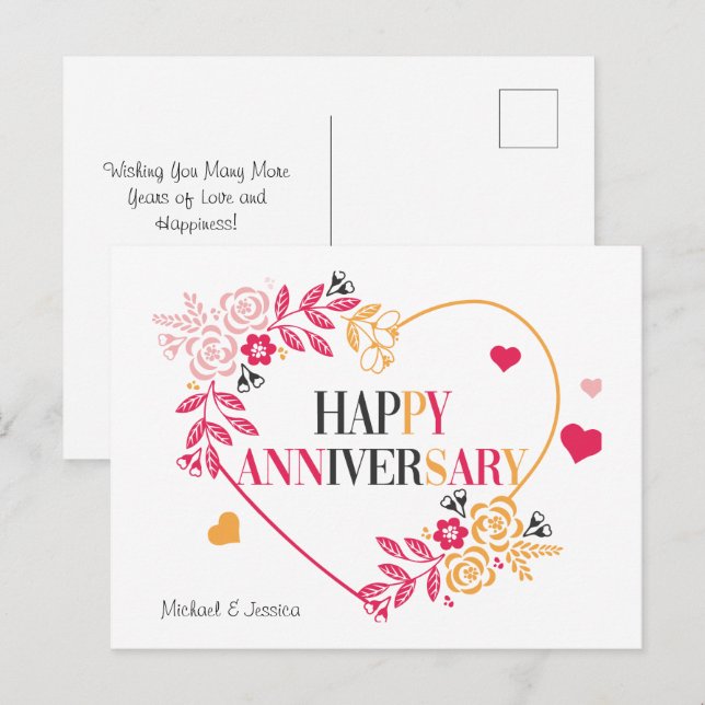 Postale Elégant Floral Bonne Carte Anniversaire (Devant / Derrière)