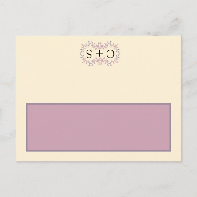 Postale Élégant Mariage violet Carte de lieu écrite (Devant)