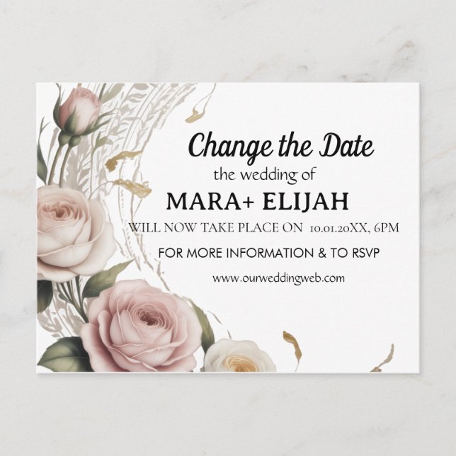 Postale Élégant Modifier la carte Mariage date (Devant)