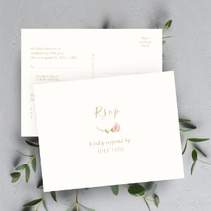 Postale Elégant Rose floral et réponse RSVP ivoire Carte p