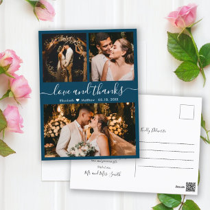 Postale Élégant Script Mariage de marine Merci carte posta