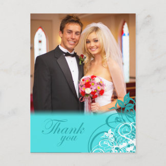 Postale Elégant tourbillon d'aqua mariage merci carte post