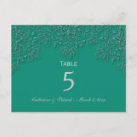 Elégant tourbillons fleuris émeraude carte de tabl