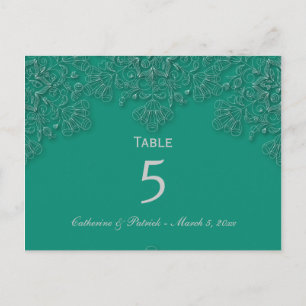 Postale Elégant tourbillons fleuris émeraude carte de tabl