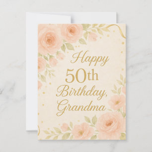Postale Elégante carte d'anniversaire Floral 50e grand-mèr