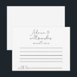 Postale Elégante carte de conseil Mariage de calligraphie<br><div class="desc">Cette élégante carte de conseil mariage de calligraphie simple est parfaite pour un mariage rustique. Le design sobre et élégant présente une typographie classique et sophistiquée en noir et blanc.Ces cartes sont parfaites pour un mariage, douche nuptiale, baby shower, fête de remise de diplômes et plus encore. Personnalisez les cartes...</div>