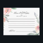 Postale Elégante carte de conseil Mariage rose-bleu<br><div class="desc">Cette élégante carte de conseil aux mariages floraux et roses est parfaite pour une mariage moderne. Le design se compose de roses roses et de pivoines dessinés à la main avec des feuilles verts et gris, inspirant la beauté naturelle. Ces cartes sont parfaites pour un mariage, une douche nuptiale, un...</div>