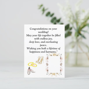 Postale Elégante carte de félicitations mariage Romantiq