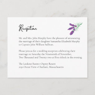 Postale Élégante carte de la réception de mariage de lavan