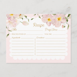 Postale Elégante carte de recette florale Blush Bridal