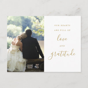 Postale Élégante carte de remerciement de mariage photo en