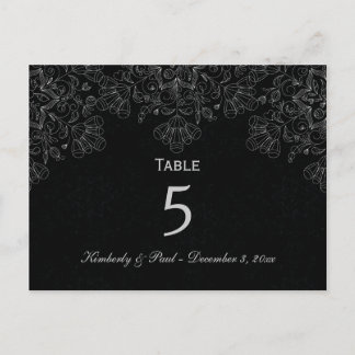 Postale Elégante carte de table mariage gris-gris à floral