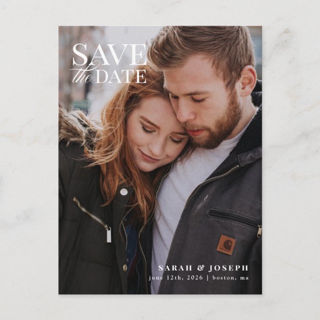 Postale Élégante photo moderne Enregistrer la date Carte p (Devant)