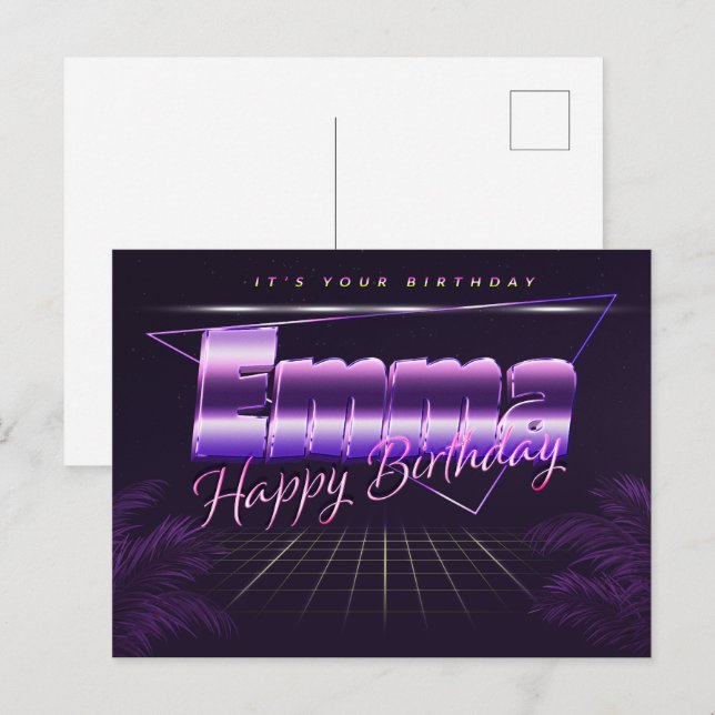 Postale Emma Nom Prénom Date de naissance de la carte post (Devant / Derrière)