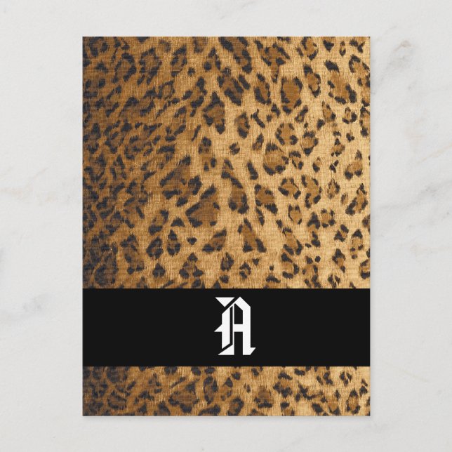 Postale Empreinte de léopard Un monogramme initiales Carte (Devant)