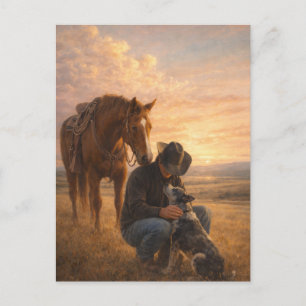 Postale En bonne compagnie   Cow-boy Cheval Chien   Carte 