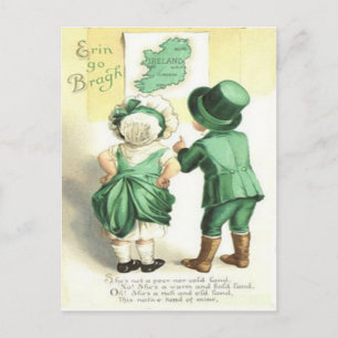 Postale Enfants Carte Irlandaise Erin Go Bragh