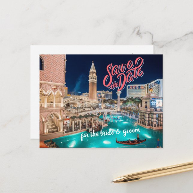 Postale Enregistrer la date personnalisée Las Vegas carte  (Devant/Arrière en situation)