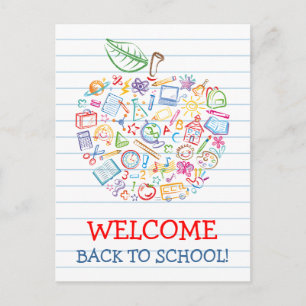 Postale Enseignants colorés Apple Retour à l'école Carte p