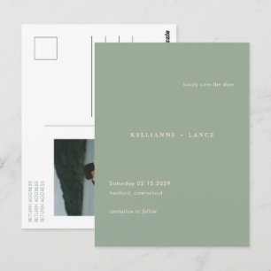 Postale Épinglez carte de mariage vert sauge simple modern