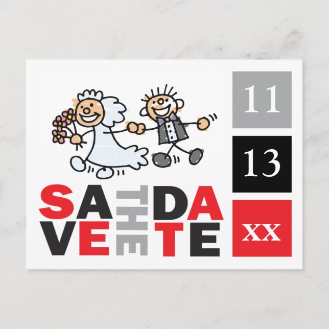 Postale Épouse Et Groom Elope Enregistrer La Carte Dates (Devant)